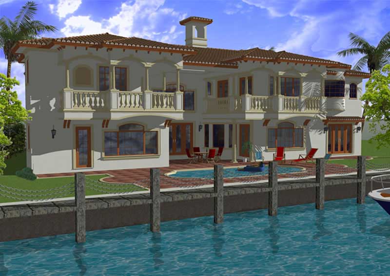 Home Plan Rear Elevation of this 5-Bedroom,6096 Sq Ft Plan -107-1040