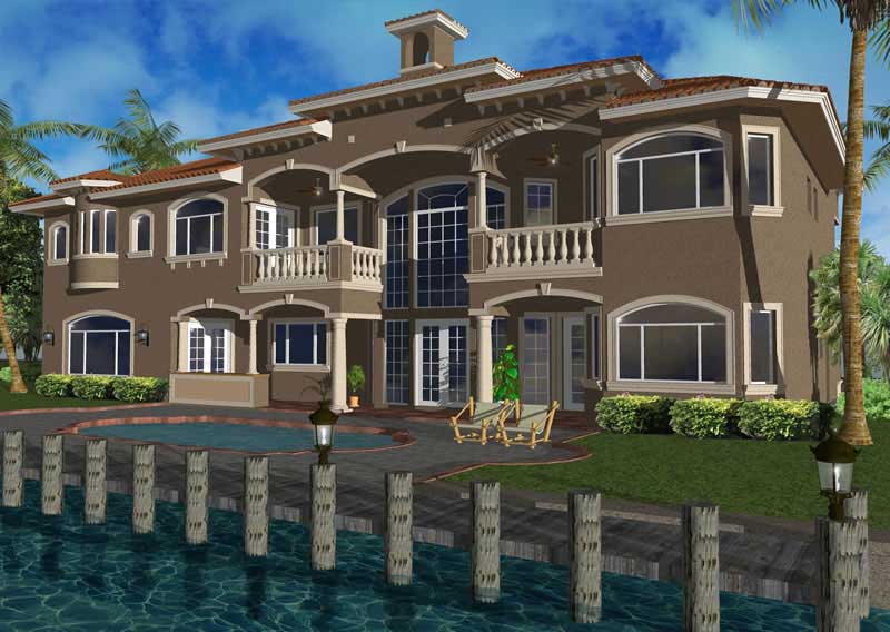 Home Plan Rear Elevation of this 4-Bedroom,6009 Sq Ft Plan -107-1041