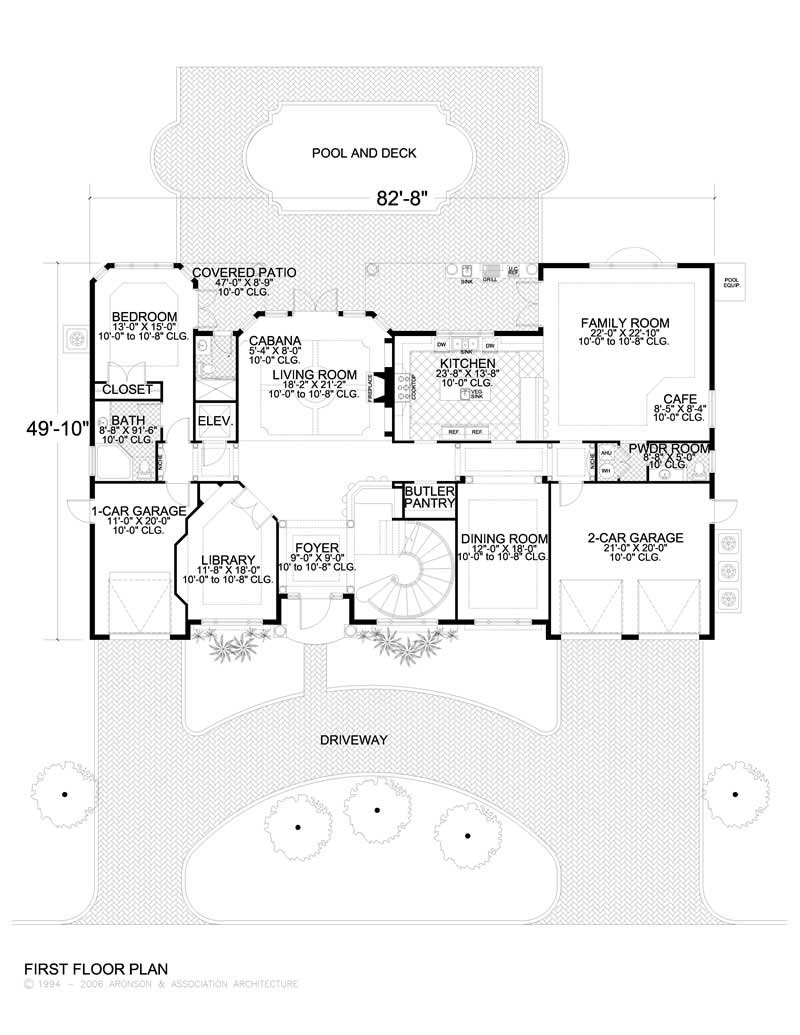 Floor Plan First Story of Luxury Plan #107-1041