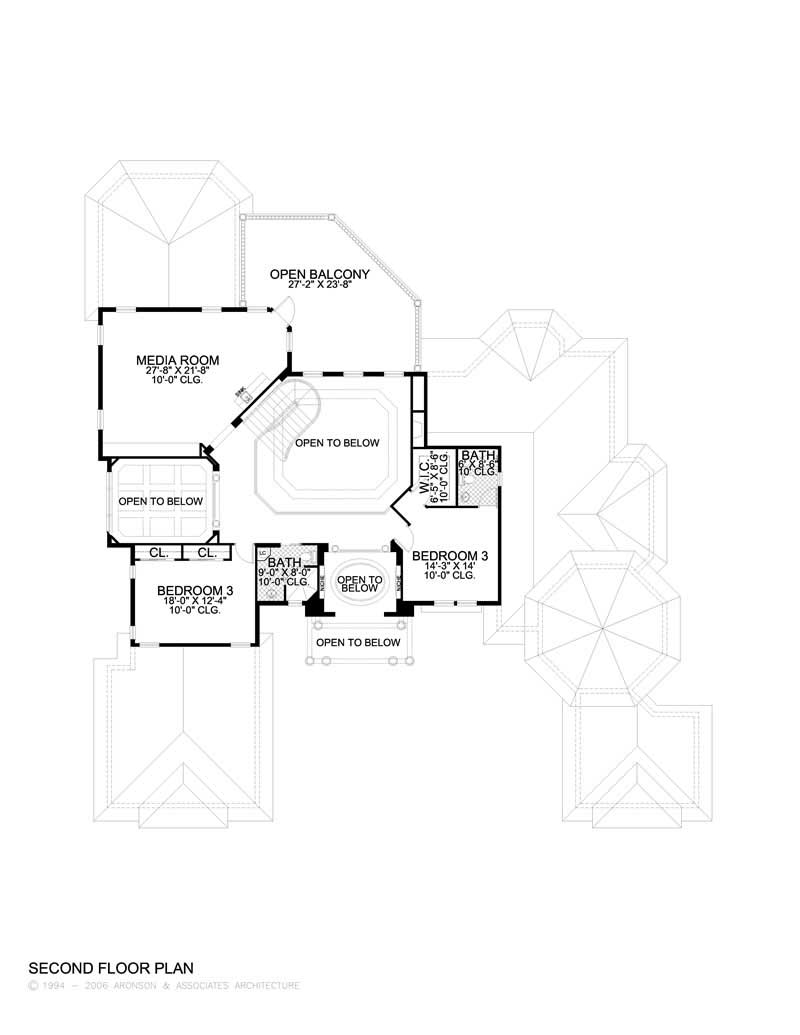 Floor Plan Second Story of Luxury Plan #107-1042