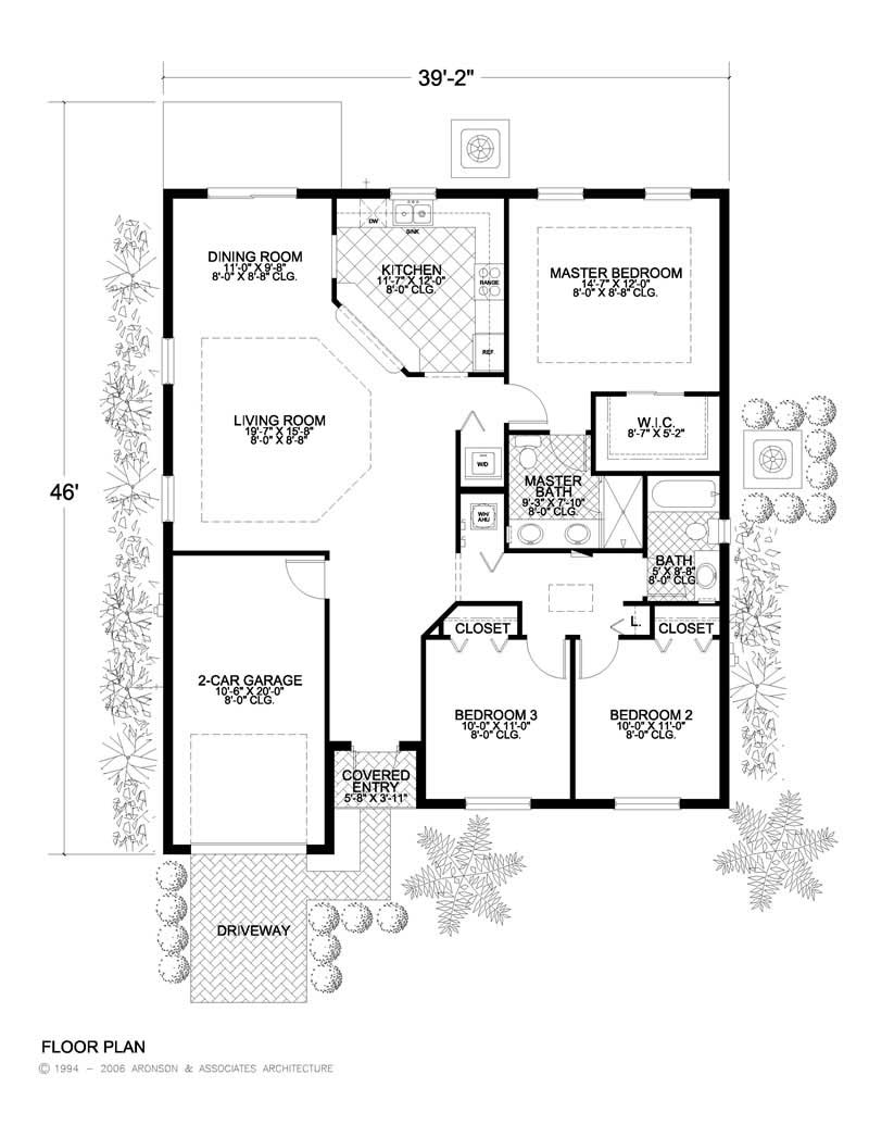 Floor Plan First Story of California Style Plan #107-1053