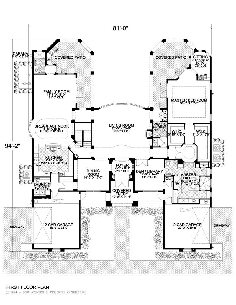 Floor Plan First Story of Luxury Plan #107-1056