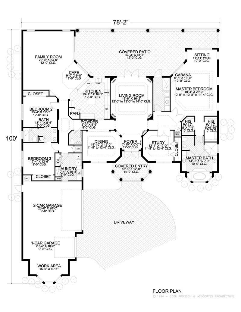 Floor Plan First Story of Mediterranean Plan #107-1057