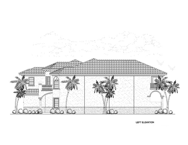 Home Plan Left Elevation of this 6-Bedroom,6170 Sq Ft Plan -107-1058