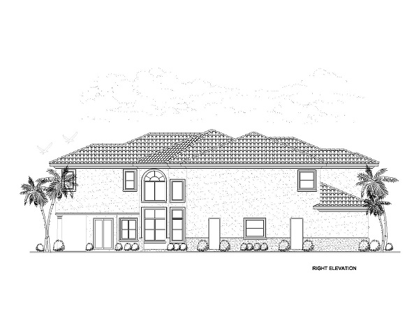 Home Plan Right Elevation of this 6-Bedroom,6170 Sq Ft Plan -107-1058