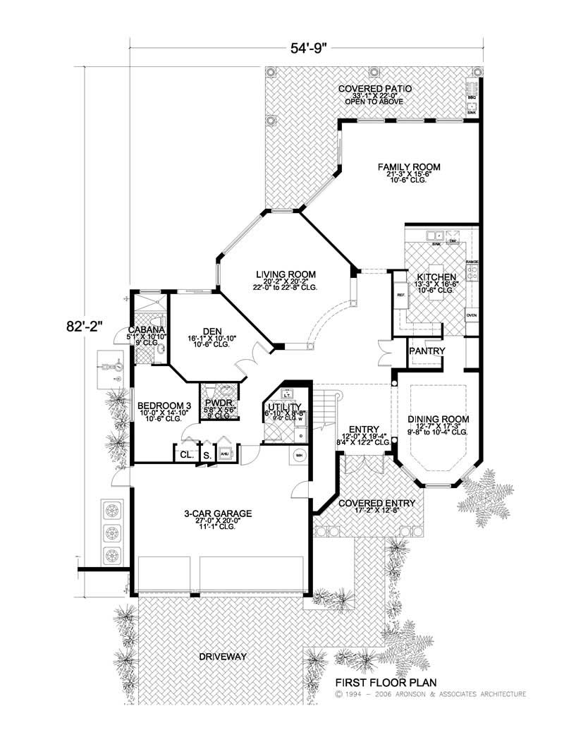 Floor Plan First Story of Luxury Plan #107-1058
