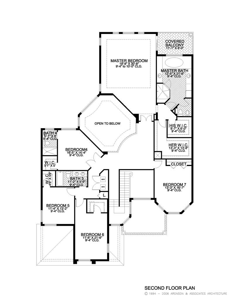 Floor Plan Second Story of Luxury Plan #107-1058