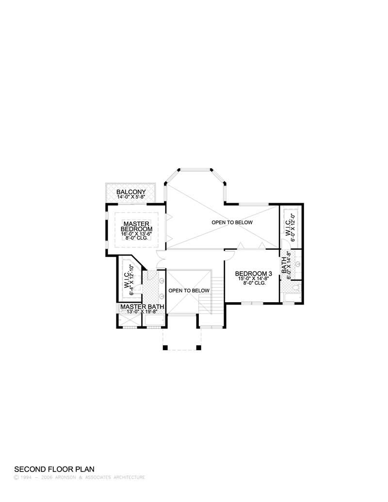 Floor Plan Second Story of Florida Style Plan #107-1059