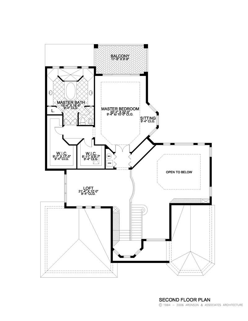 Floor Plan Second Story of Mediterranean Plan #107-1060