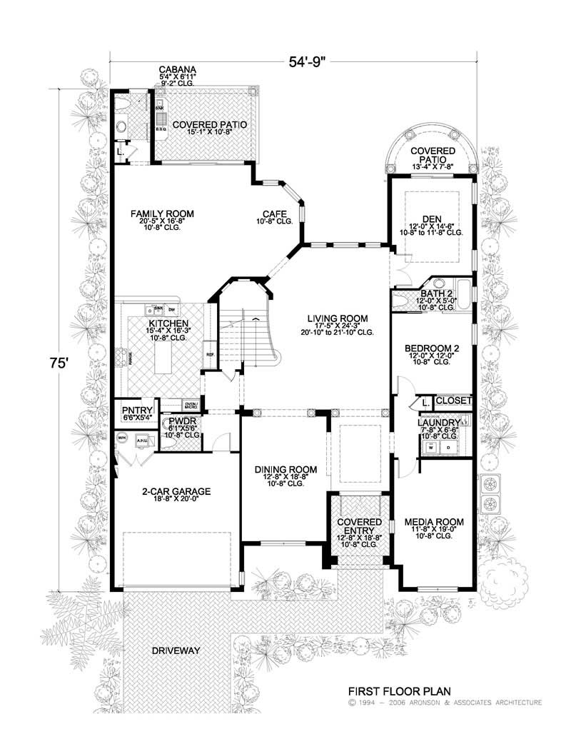 Floor Plan First Story of Luxury Plan #107-1061
