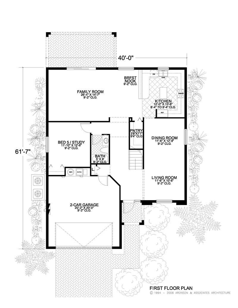 Floor Plan First Story of Coastal Plan #107-1062
