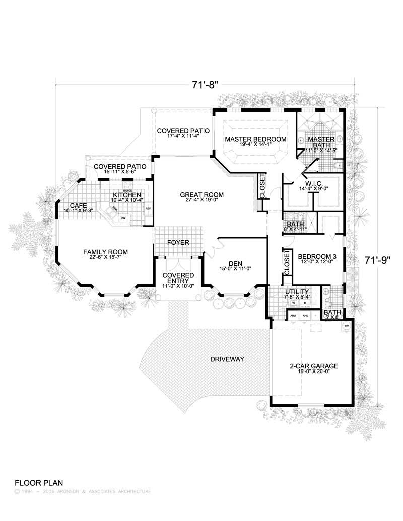 Floor Plan First Story of Mediterranean Plan #107-1063