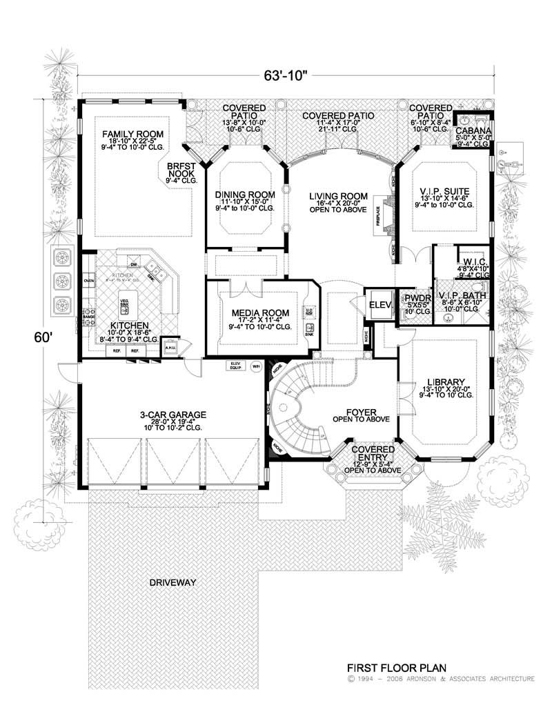 Floor Plan First Story of Luxury Plan #107-1064