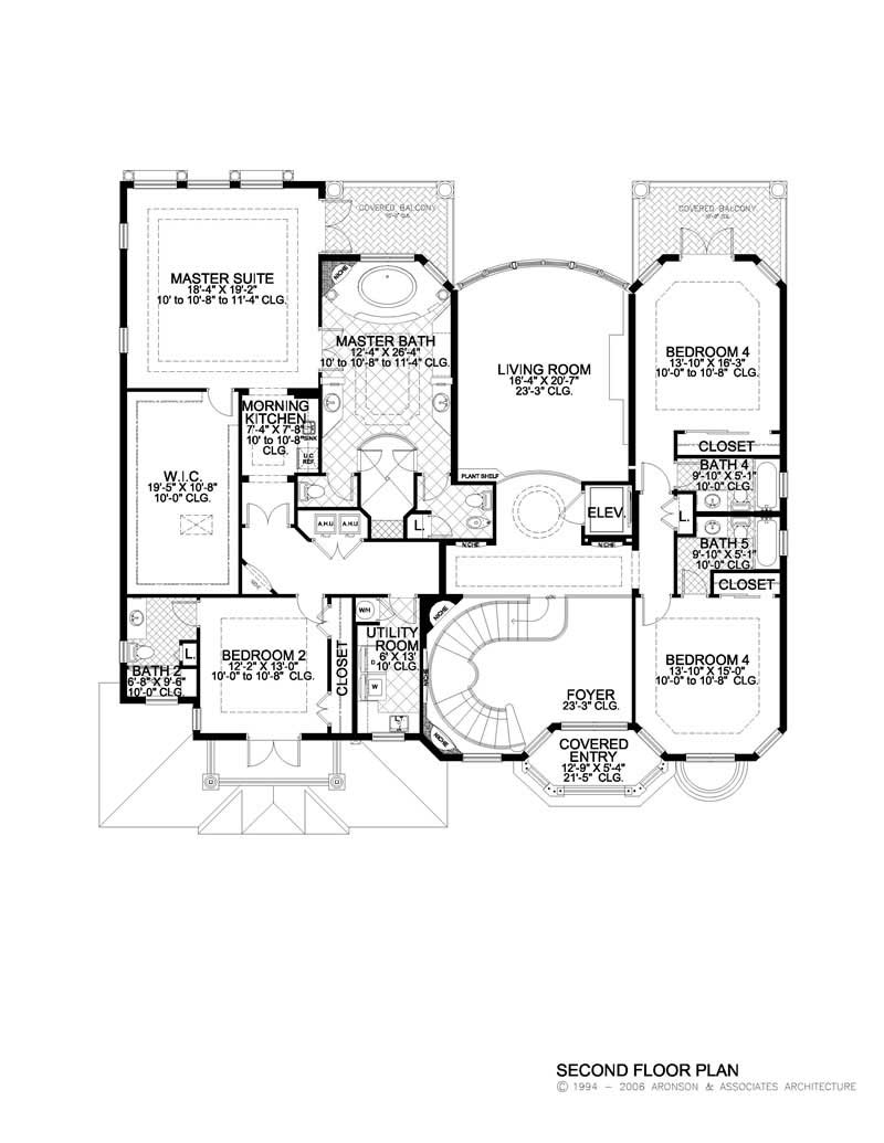 Floor Plan Second Story of Luxury Plan #107-1064