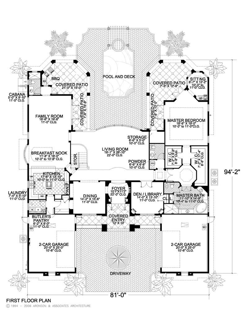Floor Plan First Story of Luxury Plan #107-1065