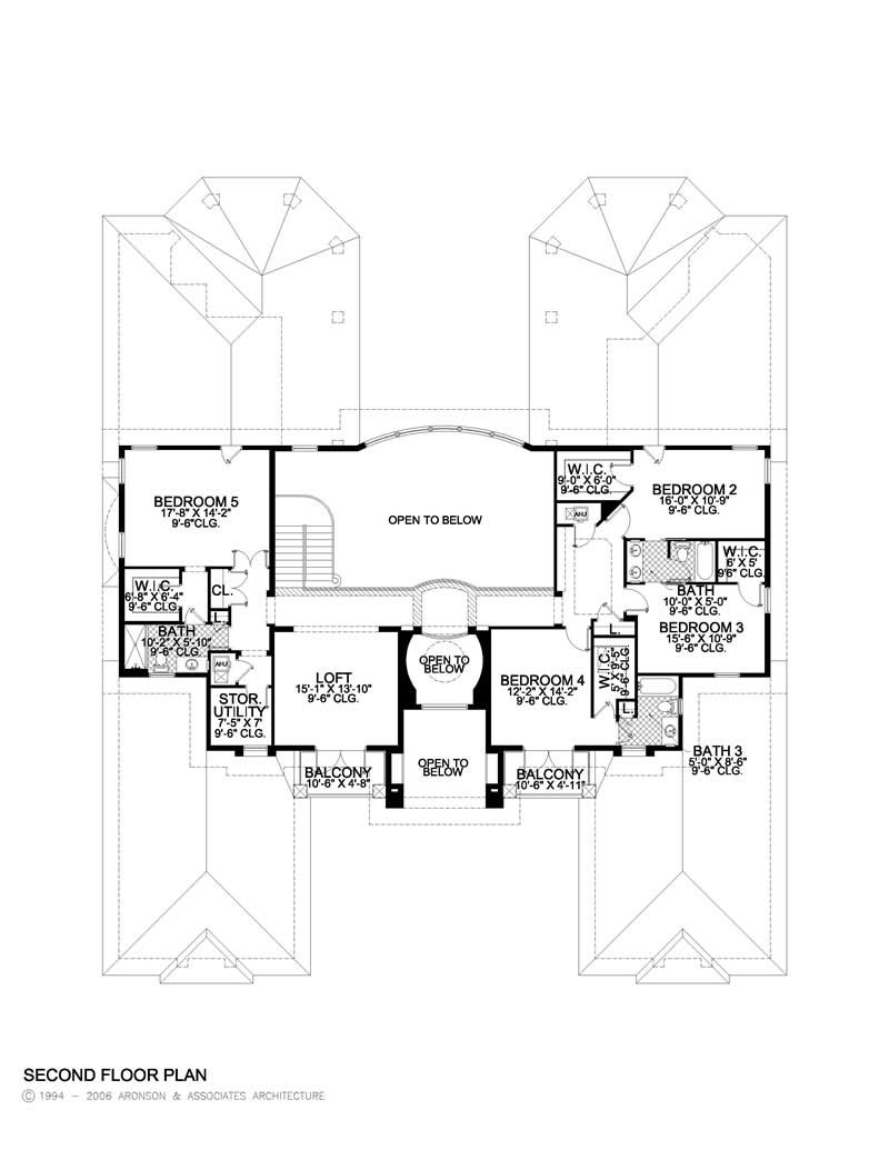 Floor Plan Second Story of Luxury Plan #107-1065