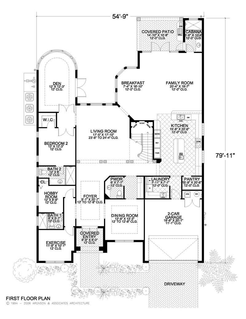 Floor Plan First Story of Luxury Plan #107-1066