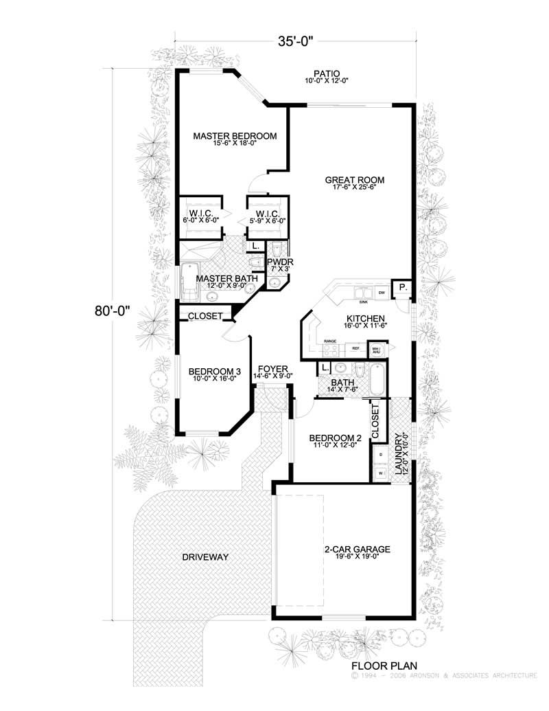 Floor Plan First Story of Mediterranean Plan #107-1067
