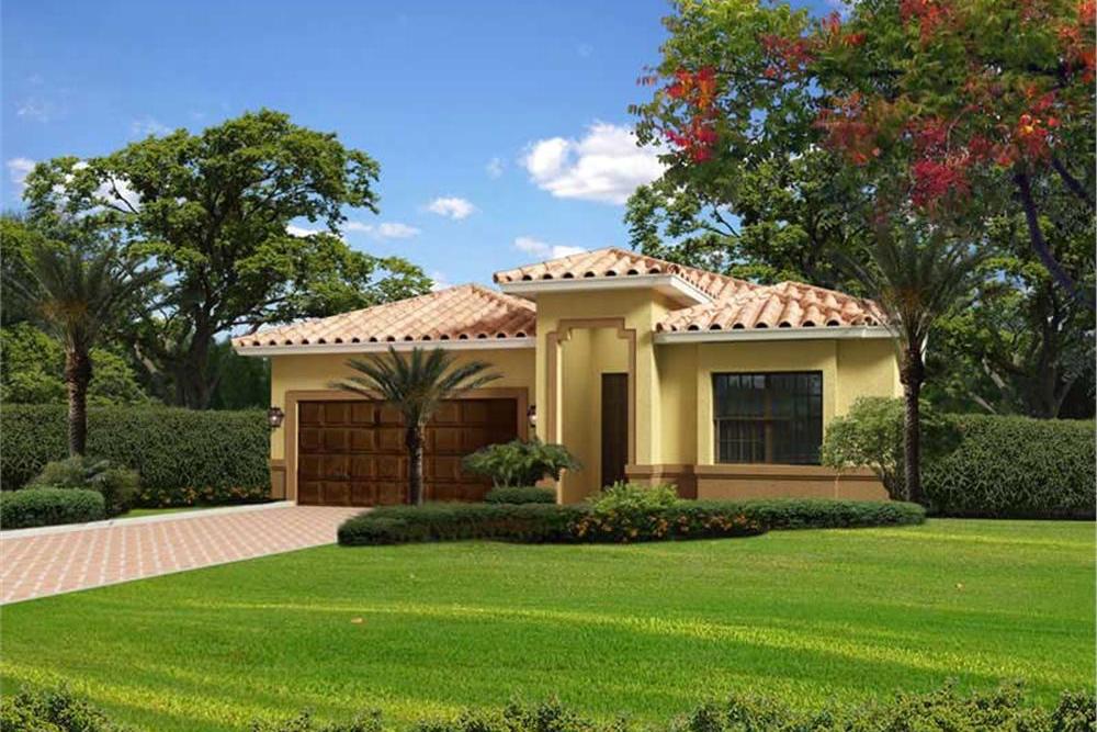 Color rendering for Florida house plan #107-1068