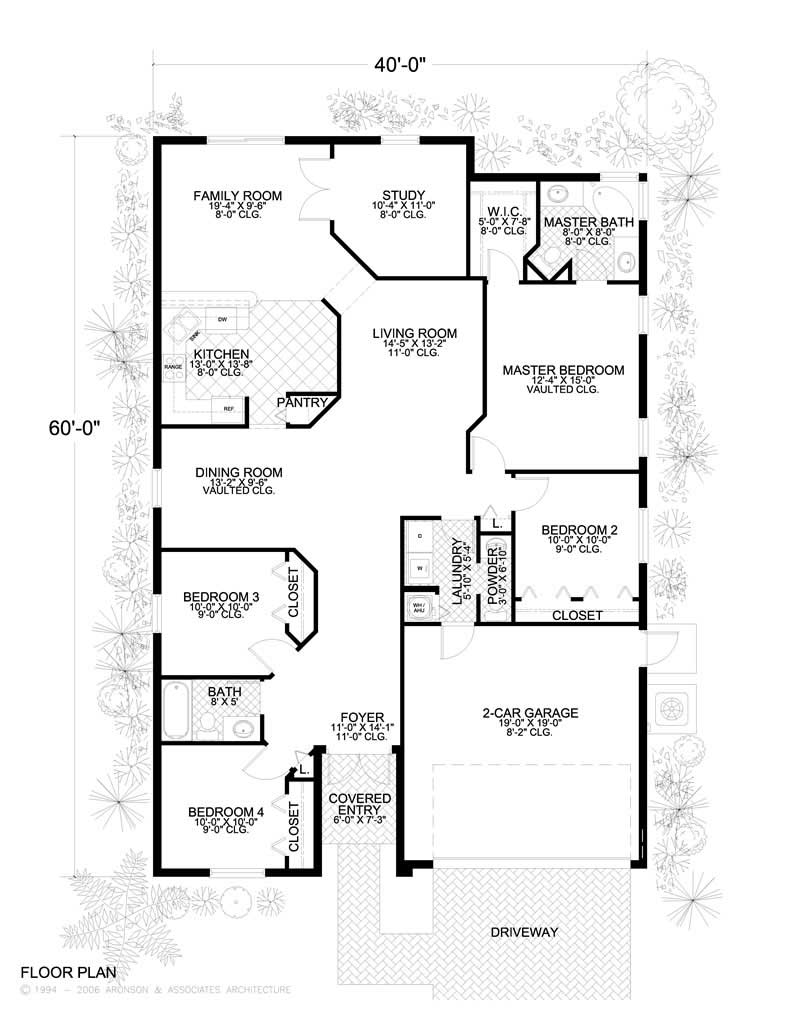 Floor Plan First Story of Florida Style Plan #107-1069