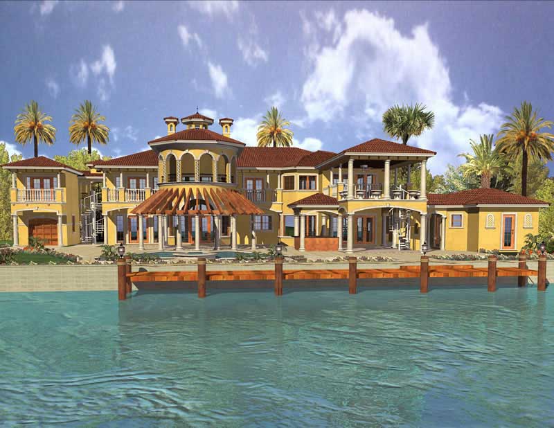 Home Plan Rear Elevation of this 6-Bedroom,6904 Sq Ft Plan -107-1074