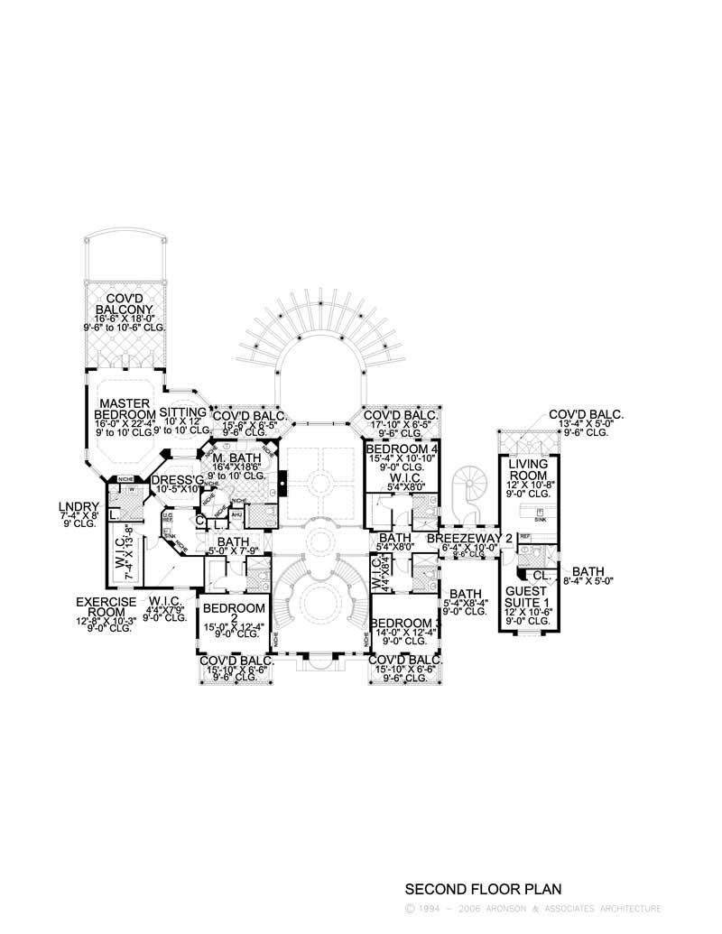 Floor Plan Second Story of Coastal Plan #107-1074