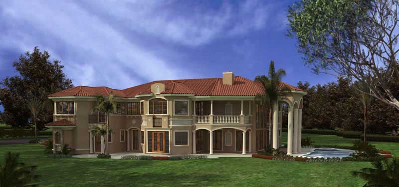 Home Plan Rear Elevation of this 7-Bedroom,7502 Sq Ft Plan -107-1075