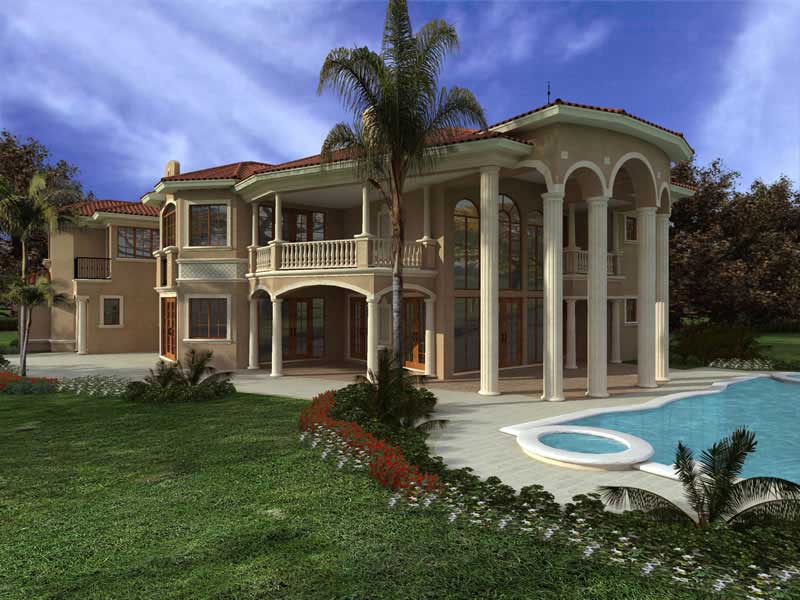 Home Plan Left Elevation of this 7-Bedroom,7502 Sq Ft Plan -107-1075