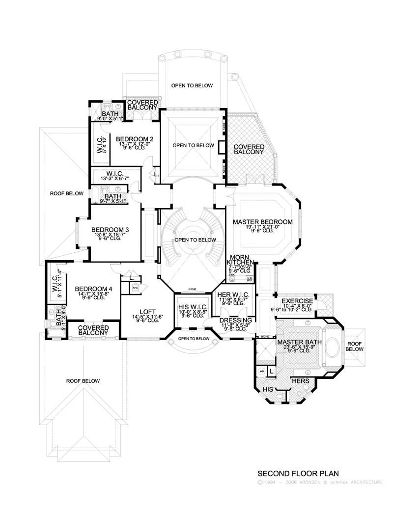Floor Plan Second Story of California Style Plan #107-1075