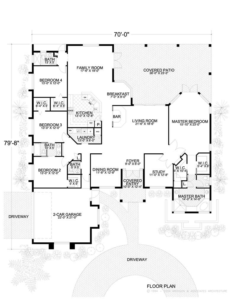 Floor Plan First Story of Mediterranean Plan #107-1076