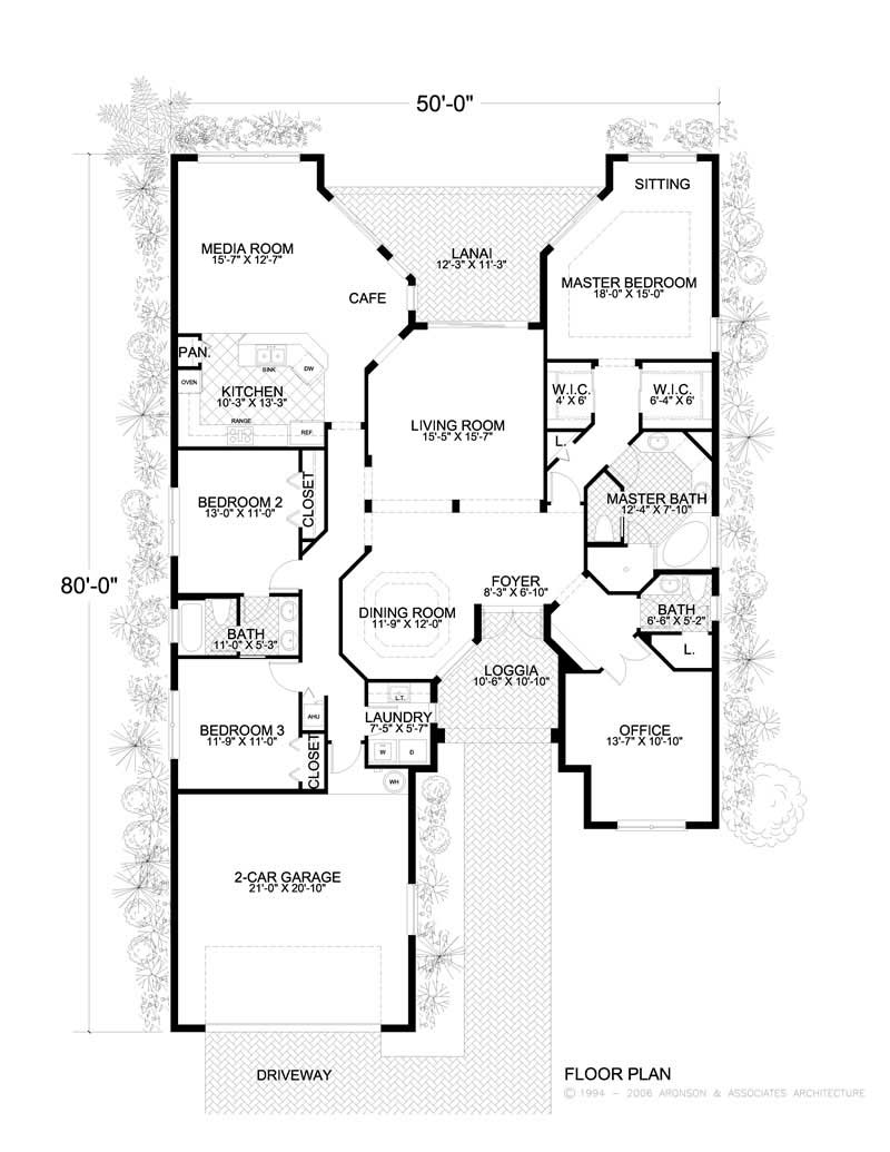 Floor Plan First Story of Mediterranean Plan #107-1077