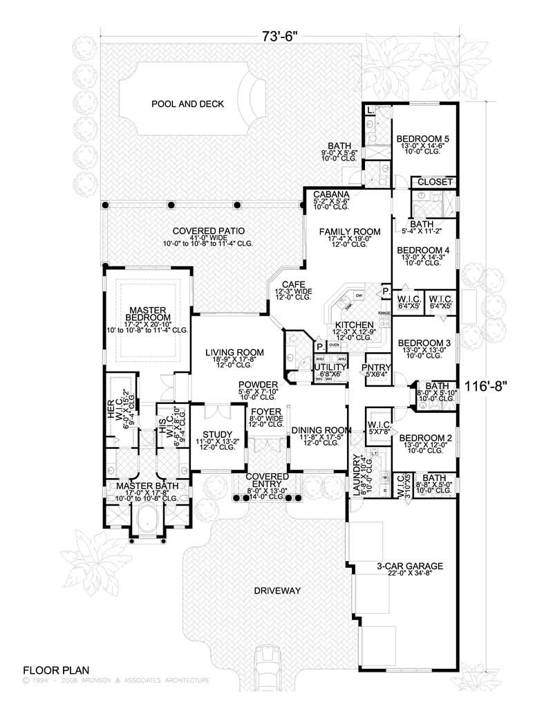 Floor Plan First Story of Mediterranean Plan #107-1079
