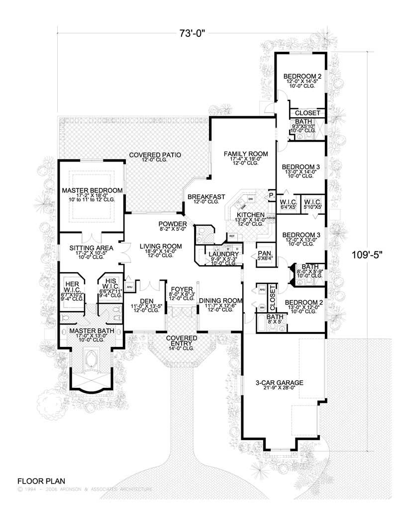 Floor Plan First Story of Florida Style Plan #107-1080