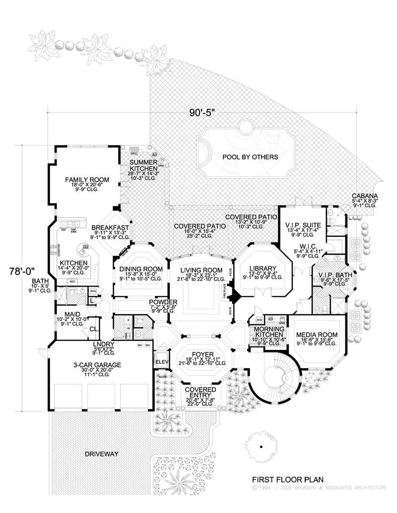 Floor Plan First Story of Luxury Plan #107-1085