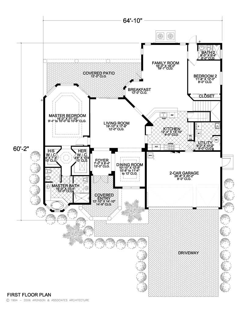 Floor Plan First Story of Mediterranean Plan #107-1087