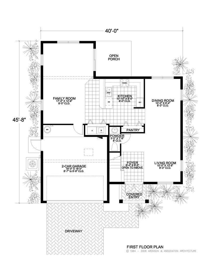 Floor Plan First Story of Florida Style Plan #107-1088