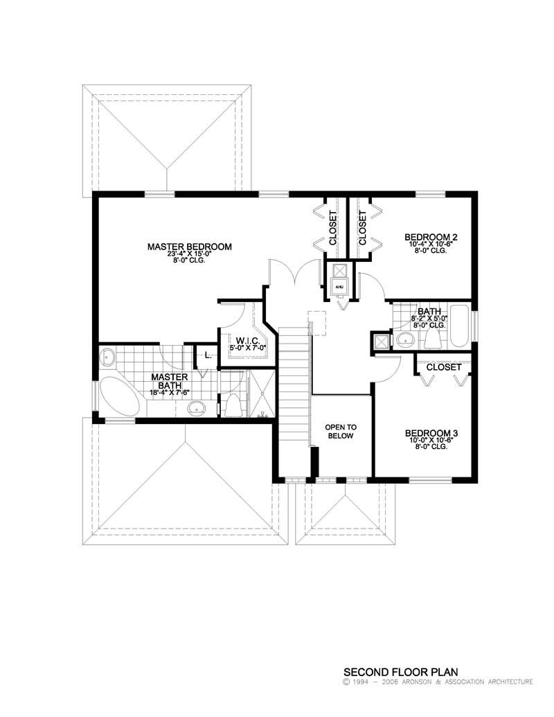 Floor Plan Second Story of Florida Style Plan #107-1088