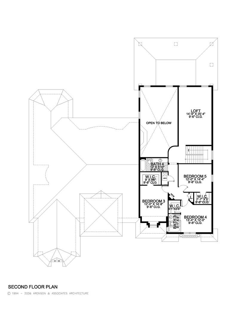 Floor Plan Second Story of Cape Cod Plan #107-1092