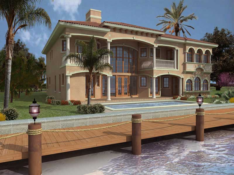 Home Plan Front Elevation of this 5-Bedroom,5536 Sq Ft Plan -107-1093