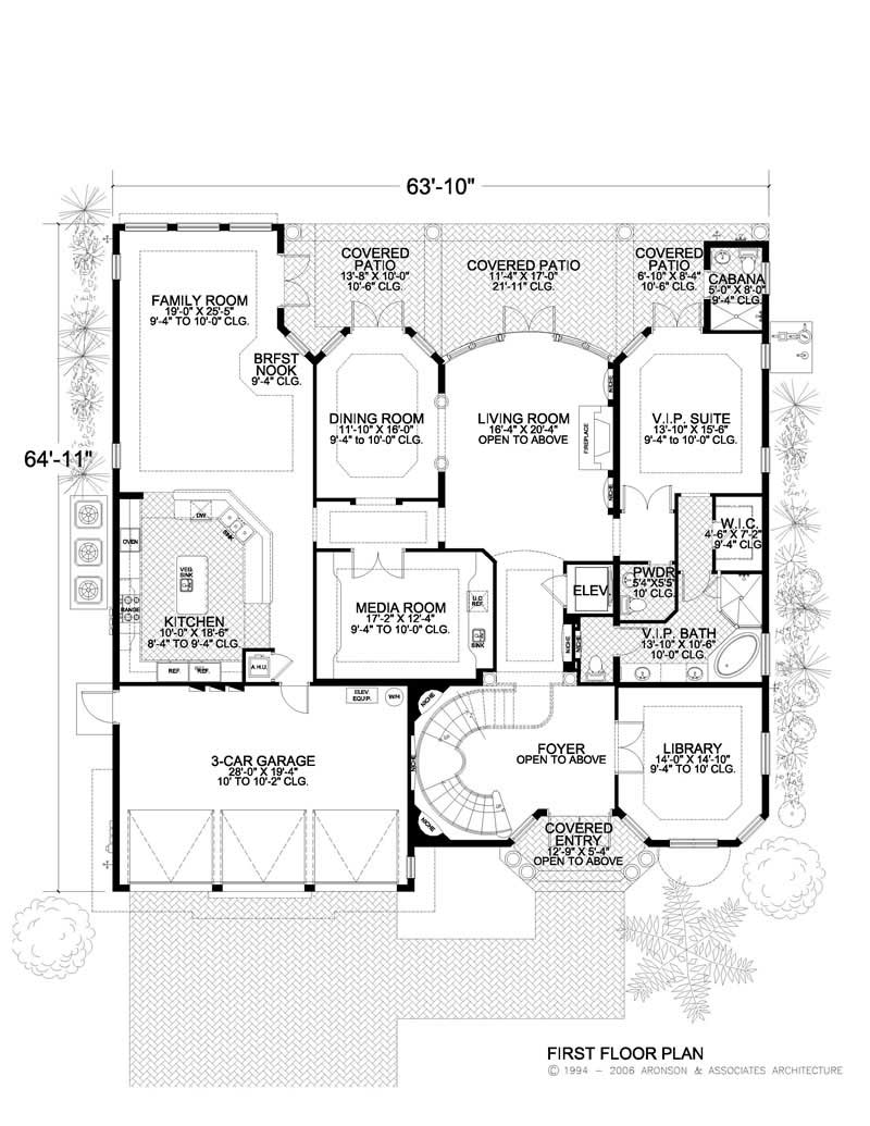 Floor Plan First Story of Luxury Plan #107-1093