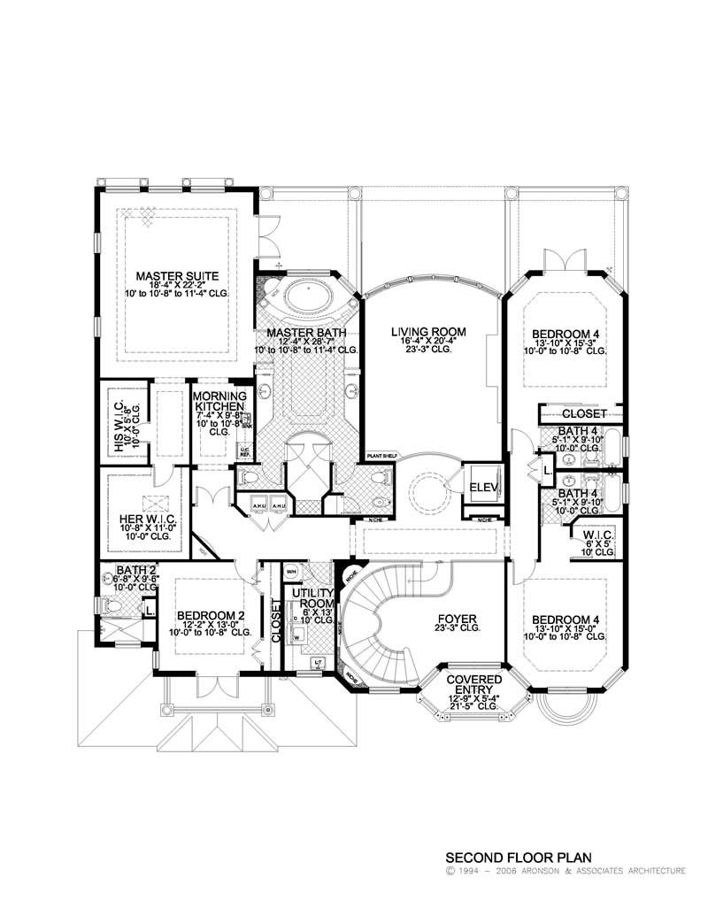 Floor Plan Second Story of Luxury Plan #107-1093