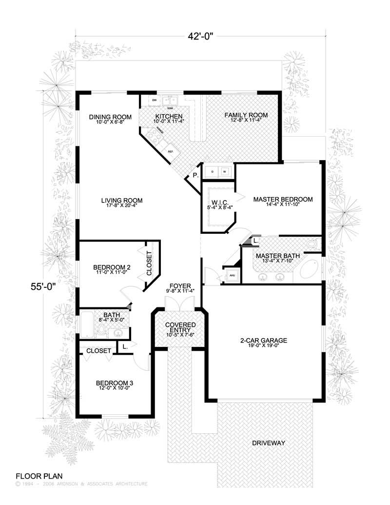 Floor Plan First Story of California Style Plan #107-1096
