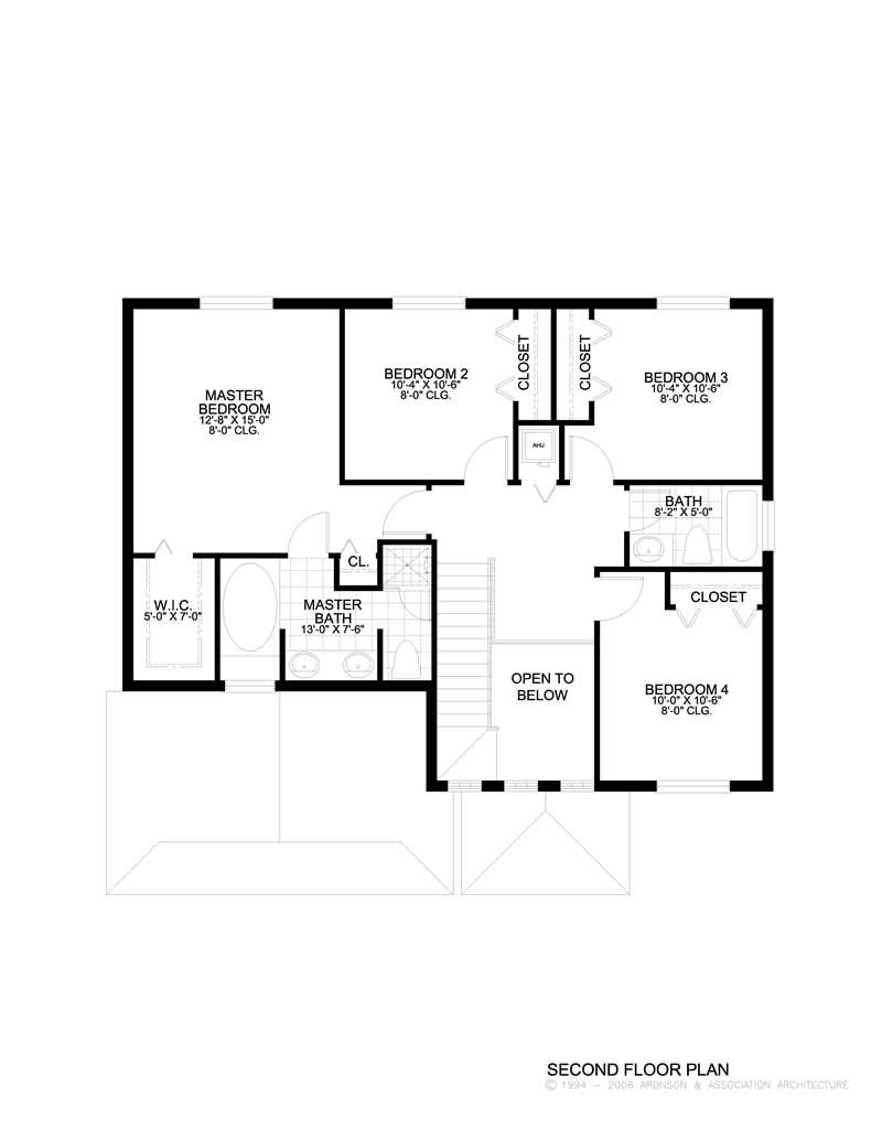 Floor Plan Second Story of Mediterranean Plan #107-1099