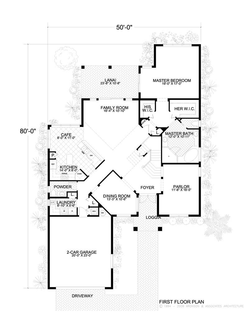 Floor Plan First Story of Mediterranean Plan #107-1100