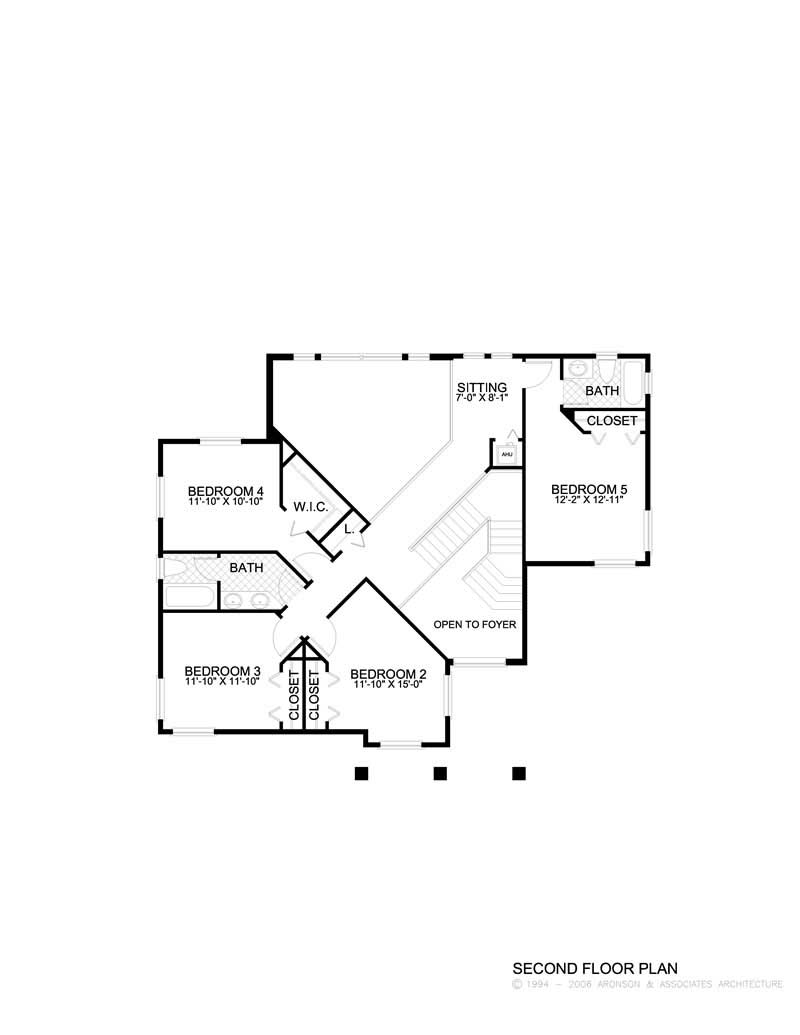 Floor Plan Second Story of Mediterranean Plan #107-1100