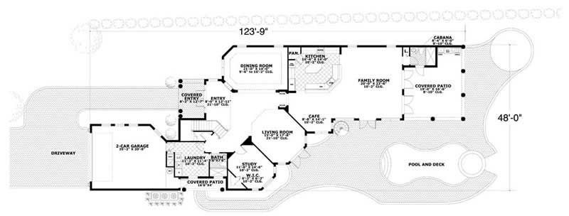 Floor Plan First Story of Mediterranean Plan #107-1106
