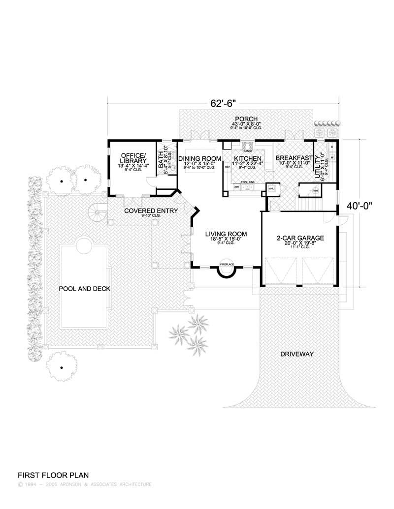 Floor Plan First Story of Mediterranean Plan #107-1107