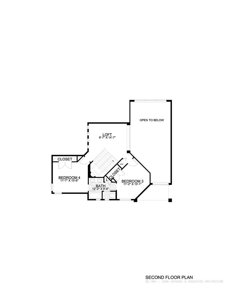 Floor Plan Second Story of Mediterranean Plan #107-1110