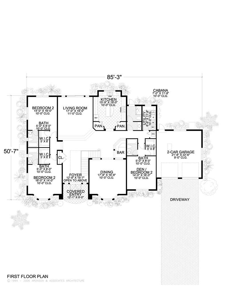 Floor Plan First Story of Mediterranean Plan #107-1112