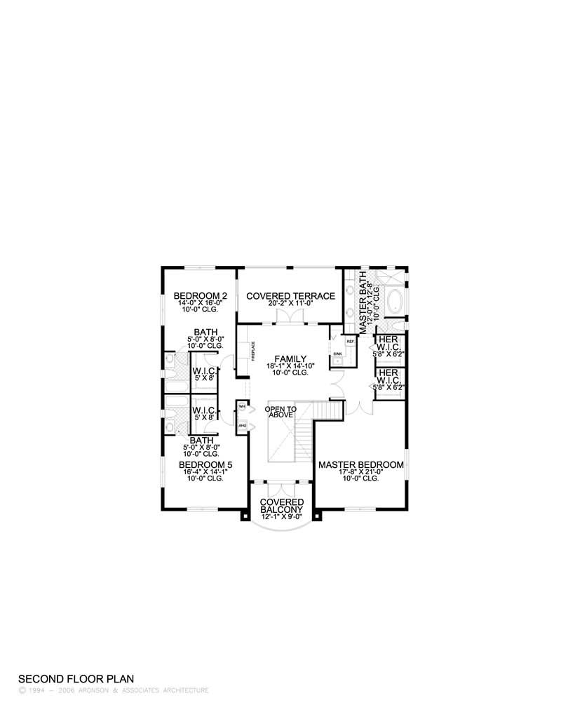 Floor Plan Second Story of Mediterranean Plan #107-1112